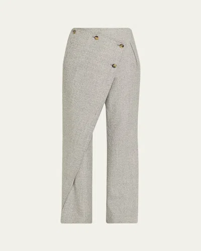 Courrèges Oblique Caviar Wool Straight-leg Apron Pants In Gray