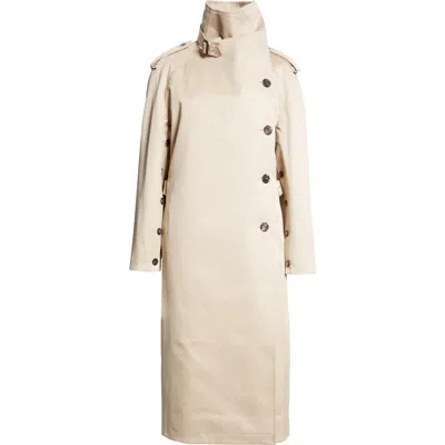 Courrèges Oblique Cotton Trench Coat In Off White