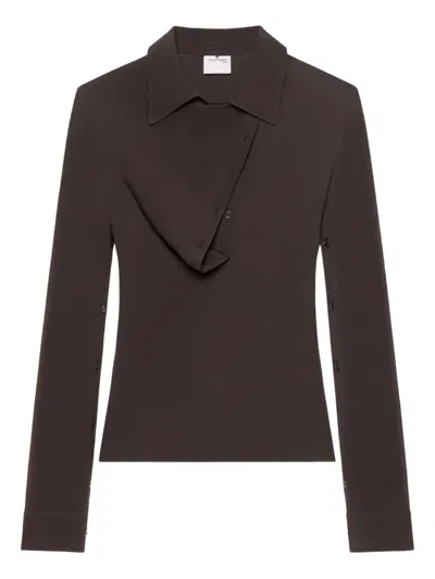 Courrèges Oblique Crepe Jersey Top In Black