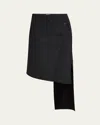 Courrèges Oblique Crepe Wrap Skirt In Black