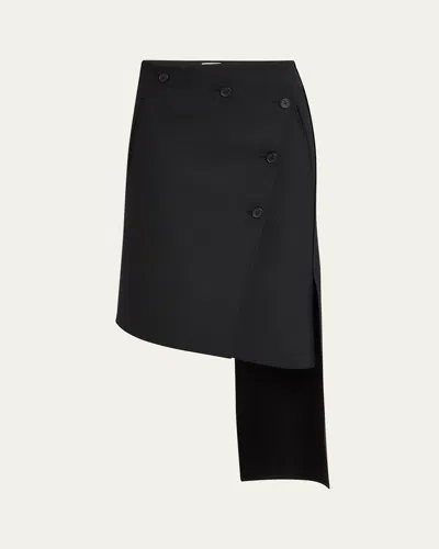 Courrèges Oblique Crepe Wrap Skirt In Black