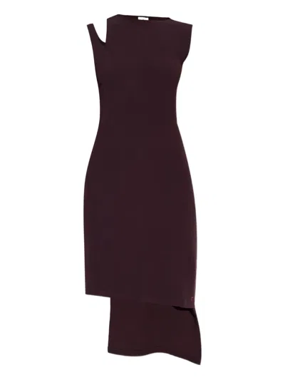 Courrèges Oblique Cut-out Asymmetric Dress In Brown