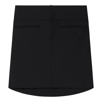 Courrèges Oblique Draped Polywool Mini Skirt In Black