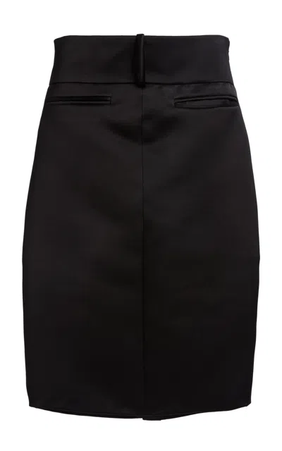 Courrèges Oblique Draped Satin Skirt In Black