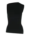 Courrèges Asymmetric Neck Sleeveless Tank Top In Black