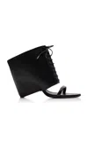 Courrèges Oblique Laced Leather Sandals In Black