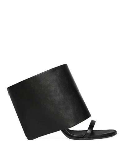 Courrèges Leather Wedge Mules In Black