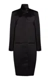 Courrèges Oblique Satin Long Coat In Black
