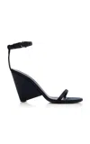 Courrèges Oblique Satin Sandals In Navy