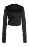 Courrèges Oblique Satin Tailored Jacket In Black