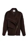 Courrèges Oblique Short Cotton Trench Coat In Brown