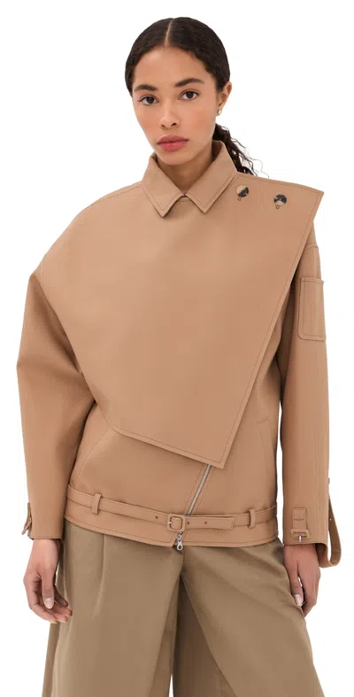 Courrèges Oblique Short Trench Jacket Fauve In Brown