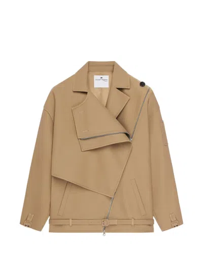 Courrèges Oblique Short Trench Jacket In Brown