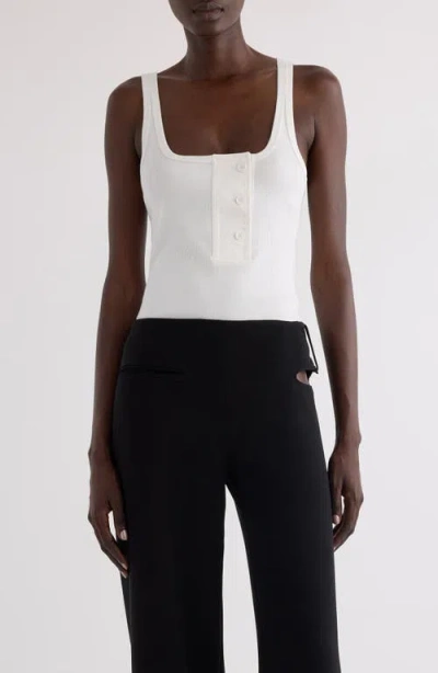 Courrèges Oblique Snaps '90s Rib Tank In Heritage White