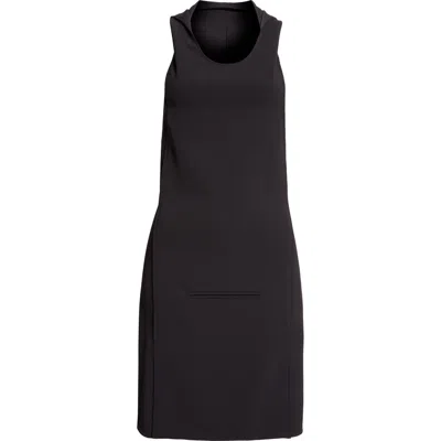 Courrèges Oblique Space Hooded Dress In Black