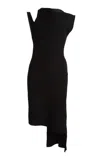 Courrèges Oblique Square Cotton Dress In Black