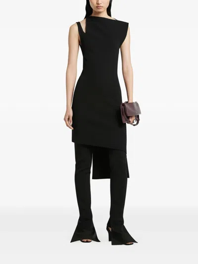 Courrèges Oblique Square Rib Dress In Black