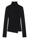 Courrèges Asymmetrical Knit Sweater Cut-out Shoulders In Black