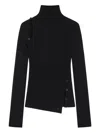 Courrèges Asymmetrical Knit Sweater Cut-out Shoulders In Black
