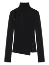 Courrèges Asymmetrical Knit Sweater Cut-out Shoulders In Black