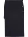 Courrèges Oblique Tailored Midi Skirt In Wool In Black
