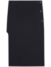 Courrèges Oblique Tailored Midi Skirt In Wool In Black
