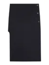 Courrèges Oblique Tailored Midi Skirt In Wool In Black