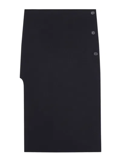 COURRÈGES OBLIQUE TAILORED MIDI SKIRT IN WOOL