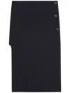 Courrèges Black Oblique Tailored Midi Skirt In Black