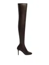 Courrèges Stretch Over-the-knee Stiletto Boots Strap Detailing In Brown