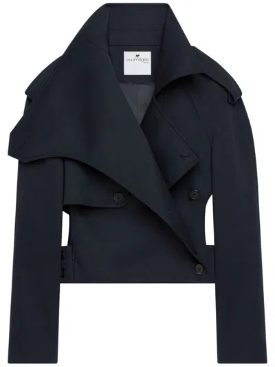 Courrèges Oblique Trench Coat In Blue