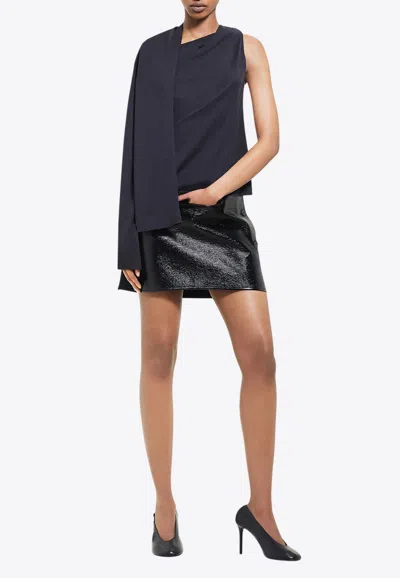 Courrèges Oblique Vinyl Mini Skirt In Blue