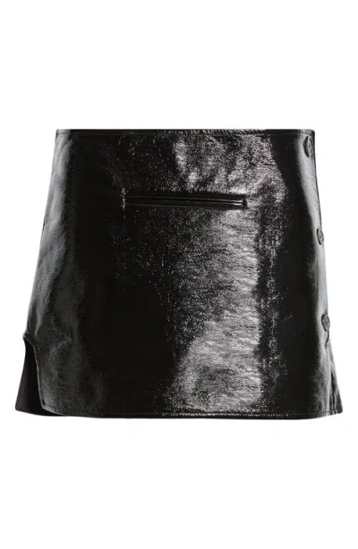 Courrèges Oblique Vinyl Miniskirt In Black