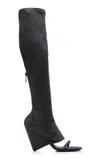 Courrèges Oblique Wedged Denim Boots In Grey