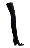 Courrèges Oblique Wedged Jersey Thigh Boots In Black