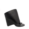 Courrèges Oblique Wedged Leather Sandals In Black