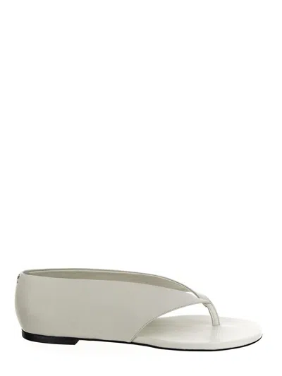 Courrèges Oblique Wedged Leather Sandals In Black