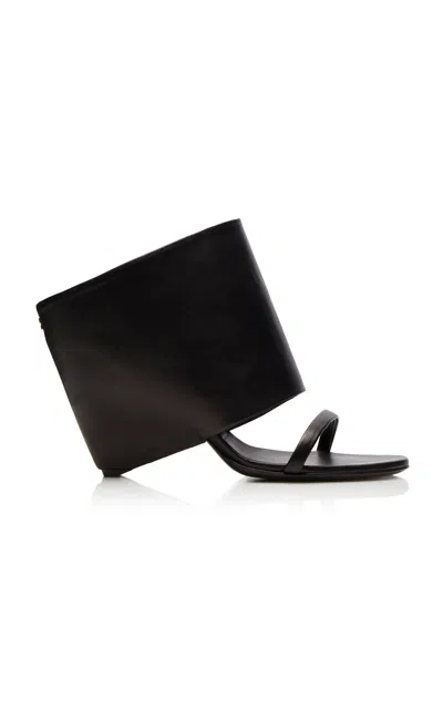 Courrèges Leather Wedge Mules In Black