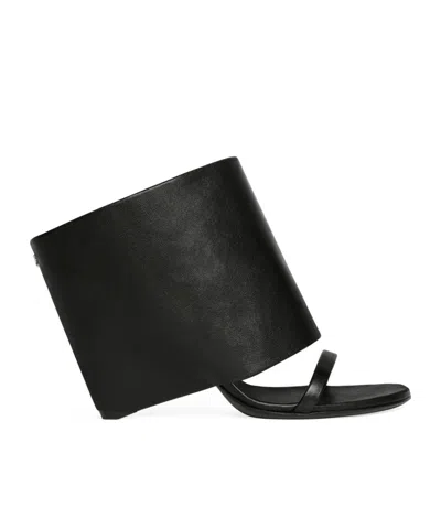 Courrèges Leather Wedge Mules In Black