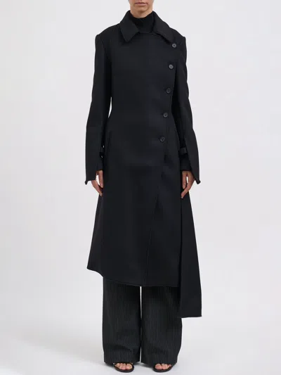 Courrèges Courregès Oblique Wool Coat In Black