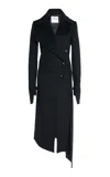 Courrèges Oblique Wool Long Coat In Black