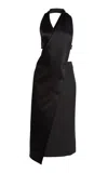 Courrèges Oblique Wrapped Satin Dress In Black