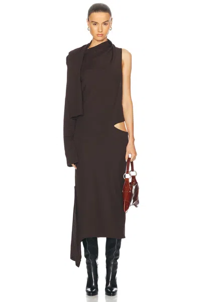 Courrèges Off-shoulder Dress In Chocolate