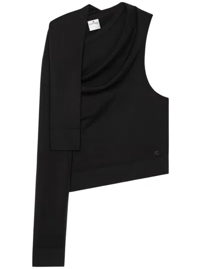 Courrèges Off-shoulder Knitted Top In Black