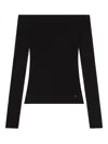Courrèges Black Bardot Neck Top With Logo Courreges In Black