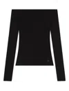Courrèges Off-shoulder Ribbed Knit Top With Embroidered Logo In Black