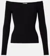 Courrèges Shoulderless Ribbed Knit Top In Black