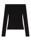 Courrèges Off-shoulder Ribbed Knit Top With Embroidered Logo In Black