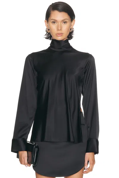 Courrèges Off-shoulder Satin Top In Black