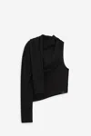 Courrèges Black Asymmetric Off Shoulder T-shirt In Black